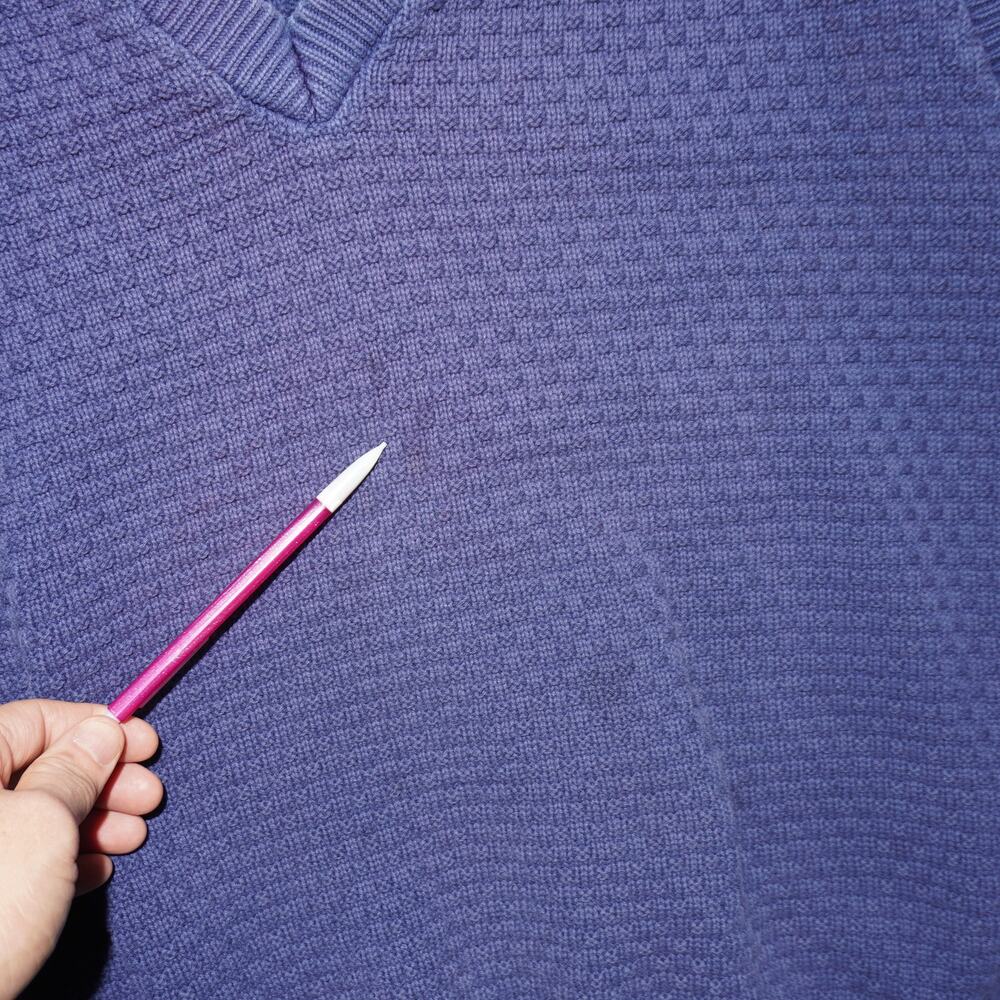 SWP USA Textured Knit Sweater Vest Men’s L Purple V-Neck Vintage Loose Fit - Picture 7 of 8